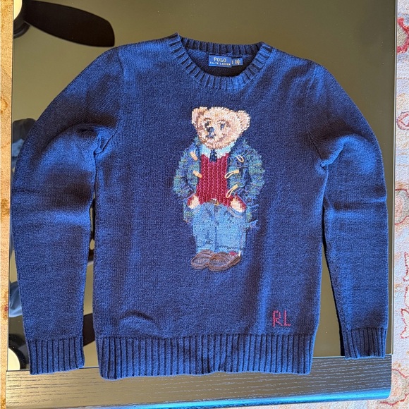 POLO RALPH LAUREN - Polo Bear Navy Crewneck Sweater with Red Accent - Picture 9 of 9